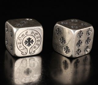 2 Limited Edition Rare 925 Silver Hand - Carved Crucifix Dice Statue