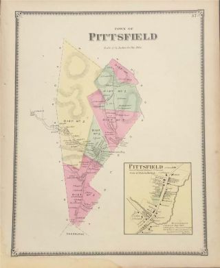 Antique Map Pittsfield,  Vt - Fw Beers Atlas Of Rutland County Vt 1869