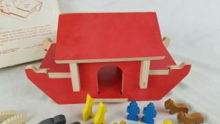 Vintage Creative Playthings Wooden Wood Noahs Ark Toy w/ Animals Made in Finland 3