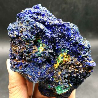 1.  21LB Natural Azurite Malachite Crystal Cluster Geode Rough Rare Mineral Specim 3