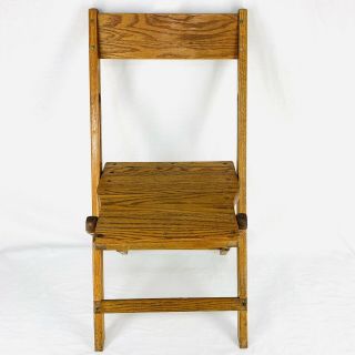 Vintage Antique Snyder Oak Wood Slat Folding Chairs Americana Wooden Rustic
