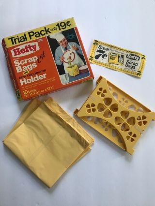 Vintage Hefty Scrap Bags And Holder Box Opened Includes 5 Bags