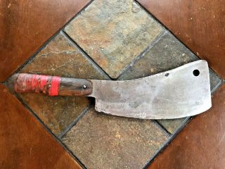 L.  &i.  J.  White Antique Meat Cleaver Wood Handle Butcher Knife No.  9 Vintage Big