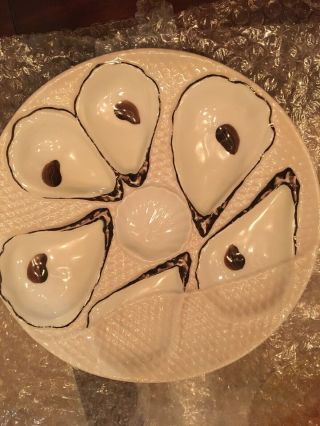 Vintage Porcelain Oyster Plate Pink,  Brown And White.  Natural Shaped Shells