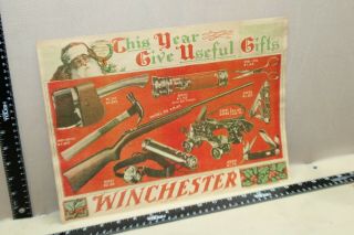 Rare 1930s Winchester Stores Christmas Store Display Sign Santa Gun Knife Light