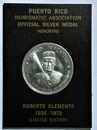 1972 Roberto Clemente Silver Medal Puerto Rico Pittsburgh Pirates Rare 3000 Min