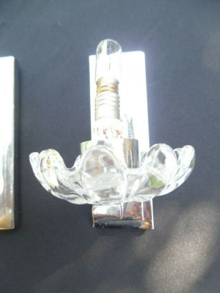 1920 ' S FRENCH ART DECO CHROME GREEN GLASS CANDLE WALL LIGHTS - PAIR 3