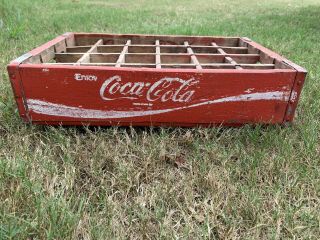 Antique Vintage Collectible Coca - Cola Wooden Red 24 Bottle Crate Carrier Box