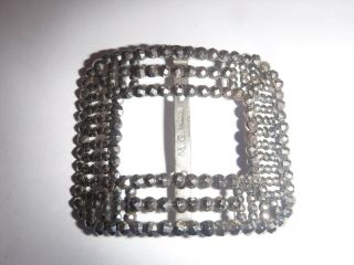 Antique French Riveted Cut Steel Belt Buckle Signed M.  G.  France