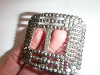 Antique French Riveted Cut Steel Belt Buckle Signed M.  G.  France 3