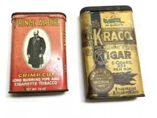 Vintage Prince Albert Tobacco Crimp Cut Tin Can,  RARE Kraus El Kraco Cigar Tin 3