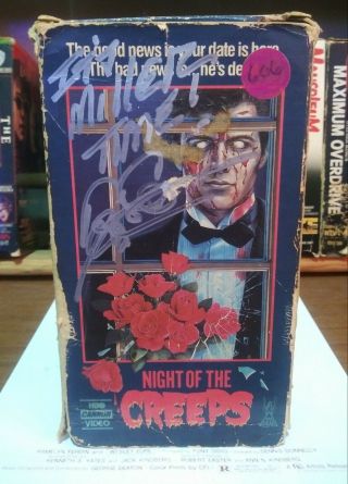 Night Of The Creeps Vhs 1986 Very Rare Release Signed By Tom Atkins
