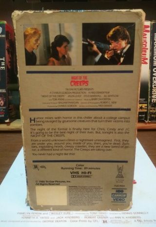 Night Of The Creeps VHS 1986 Very Rare Release Signed By Tom Atkins 2