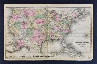 C 1889 Francis Mcnally Map United States Oklahoma Indian Territory Texas Alaska