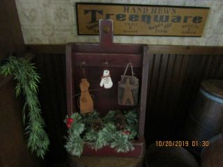 Primitive Wood Bowl/crock Bin Made By Hubby - Plus Holiday Decor - Cute