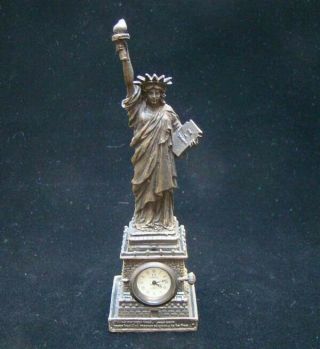 Collectible Handmade Carving Statue Of Liberty Bronze Mechanical Clock Art Deco