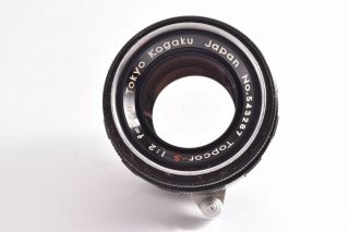 Rare Tokyo Kogaku Topcor - S lens 50mm/F2 Leica 39mm LMT screw mount 543287 2