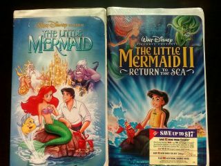 Disney Vhs Black Diamond Classic The Little Mermaid Rare & 2 Ariels Adventure