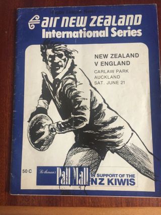 Rare Zealand V England Rugby League Programme 1975