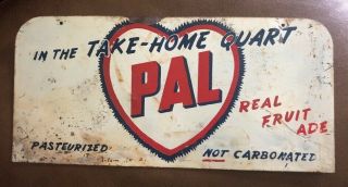 Vintage Rare 1945 Pal 15” X 7” Double Sided Store Solid Metal Sign