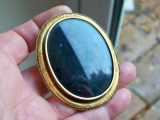 Antique Jewelery Large Pinchbeck Victorian Mourning Photo Hair Locket Brooch Pin