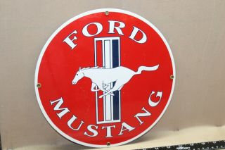 Rare Vintage Ford Mustang Dealer Shelby Porcelain Metal Sign Gas Oil Farm