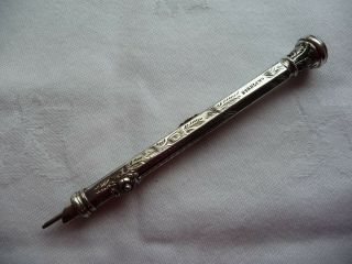 Antique Sterling Silver Combined Dip Pen Mechanical Pencil For Restoration