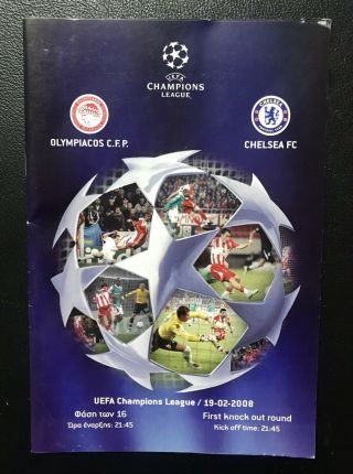 Orig.  Prg Ch.  League 2007/08 Olympiakos - Chelsea Rare Programme