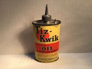 Vintage Tiz Kwik Oil Can Nos Lead Handy Oiler 3 Oz Household Rare Mobil Cities 4