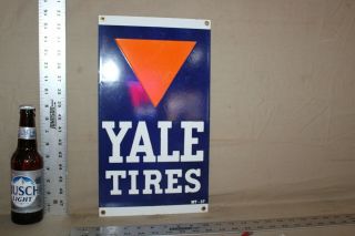 Rare Yale Tires Service Garage Dealer Porcelain Metal Sign Gas Oil Farm