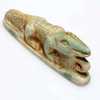 Very Rare Roman Era Egyptian Glazed Alligator Amulet Pendant Ca 300 - 400 Ad