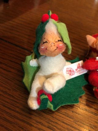 Vintage Rare Annalee 3” Green Christmas Elf Ornaments 3