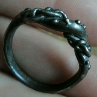 Very Rare Ancient Viking Norse Solid Silver Coiled Ring Circa 800 - 900 Ad