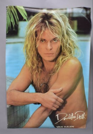 Vintage 1983 David Lee Roth Van Halen Rock Band Poster Poolside Music Artist