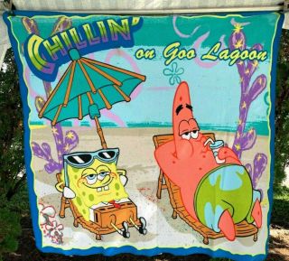 Rare Vintage Nickelodeon Spongebob Squarepants Blanket Throw Large 52 " X 50 "