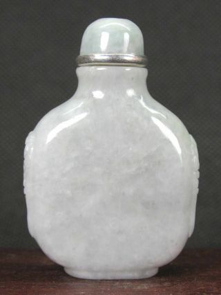 Chinese Hand Carved Natural A Jadeite Jade Snuff Bottle