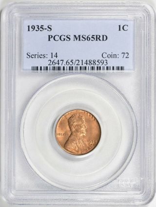 1935 S Lincoln Cent Pcgs Ms65 Red Cartwheel Luster Full Bloom Full Red Rare