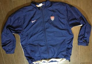Vtg 90s Rare Nike Usa Navy National Team Soccer Jacket Sz Xl Team Winbraker Nylo