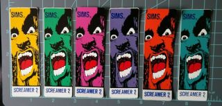 Vtg Sims Screamer 2,  1987 Skateboard Sticker Set Of 6,  Nos,  Rare,  Old School