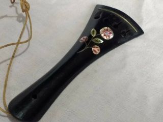 Vintage Antique Old Fancy Violin Tailpiece Pearl Inlaid Flower C.  1900 - 30 