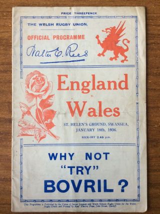 Wales V England 1936 Rare 0 - 0 Result
