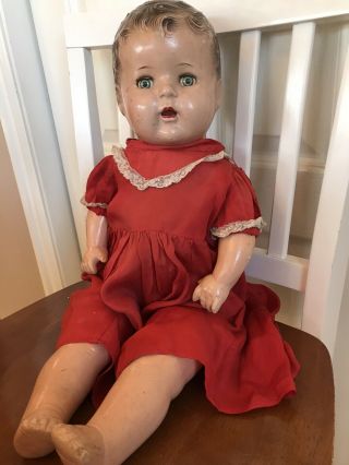 Large Antique Composition Baby Doll Cloth Body 24 Inch