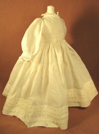 Vintage Doll Dress For 17 " - 18 " Bisque Doll - Ivory Cotton W/laces