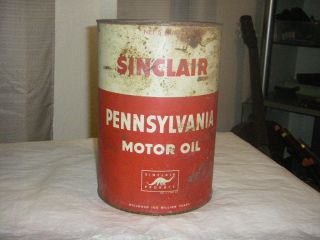 Vintage/rare Sinclair Pennsylvania Motor Oil 5 Qt.  Metal Can