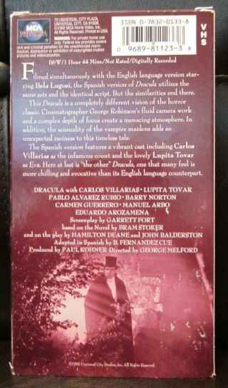 Dracula Spanish version VHS Halloween rare HTF Tovar Villarias 2