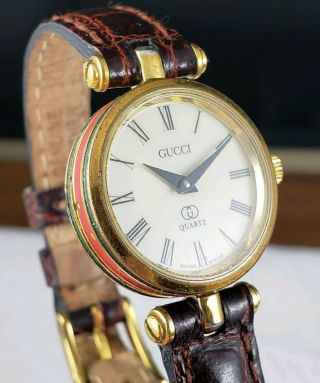 Vintage Ladies Gucci Quartz Gold Plated Wrist Watch - 1013
