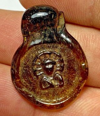 Rare Byzantine Glass Seal Pendant Anonymous Bust Of Christ 4.  5gr 32mm