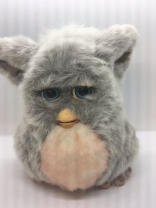 2005 Tiger Emototronic Furby Gray W/pink Belly Green Eyes Rare And