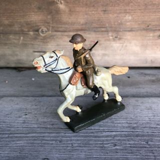 Rare Antique Lineol Soldier - - Cavalryman On Horseback