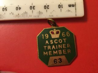 Vintage 1966 Ascot Horse Racecourse Trainer Member Enamel Badge,  Rare.